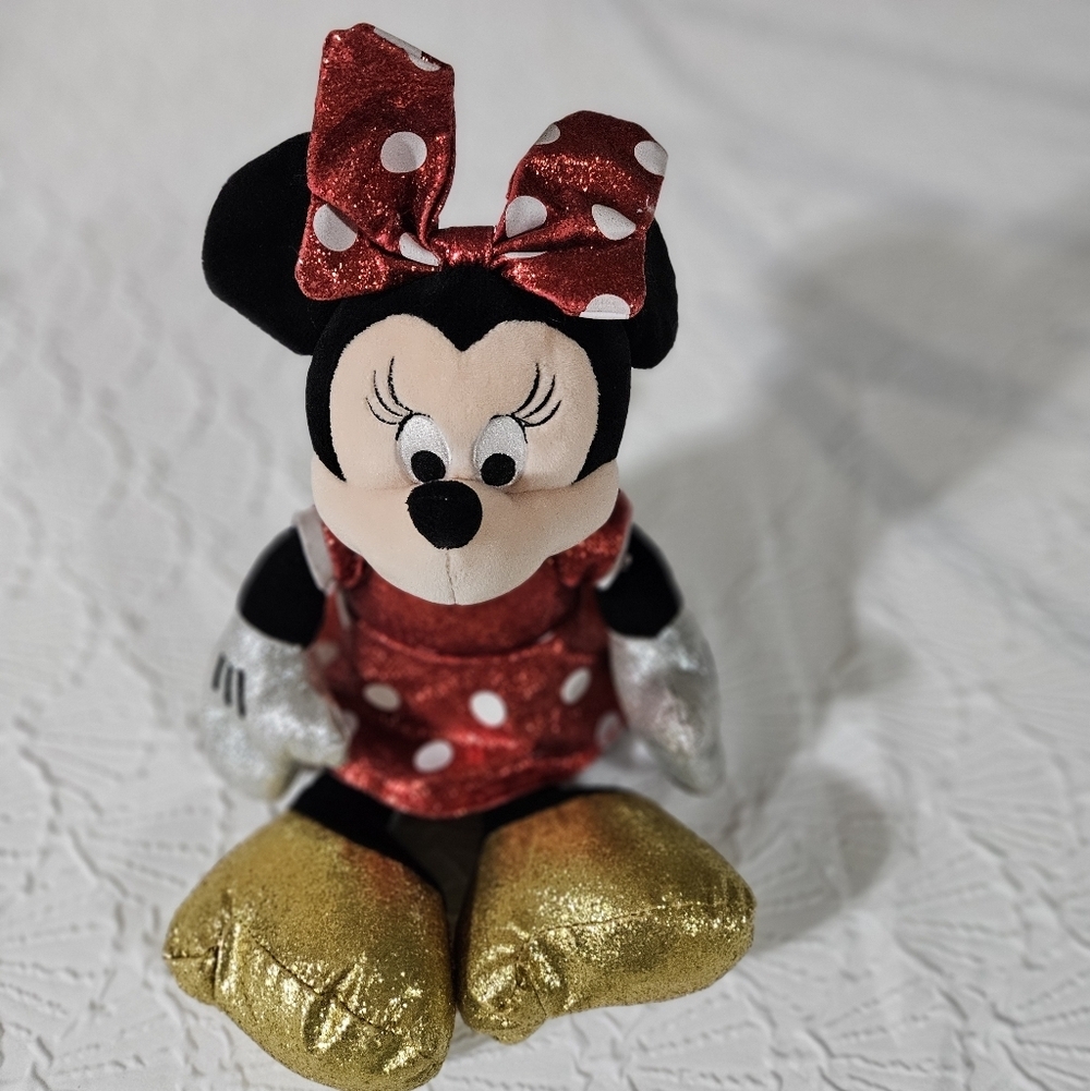 Disney Red and Gold Glitter Minnie Mouse Plush Toy - Picture 2 of 6